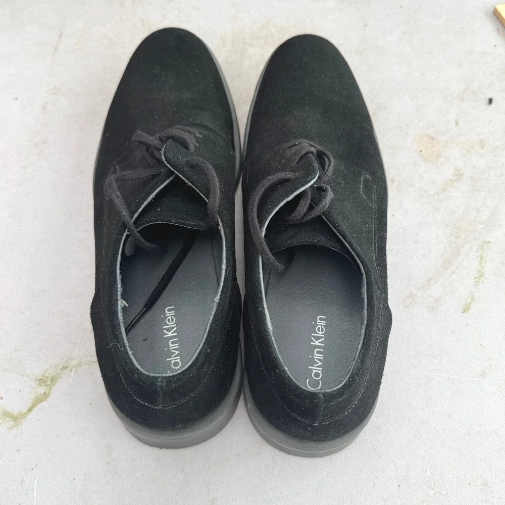 Calvin Klein Mens Shoes Size 10.5 Black Suede Lace Up‎ Casual Dress Sneakers